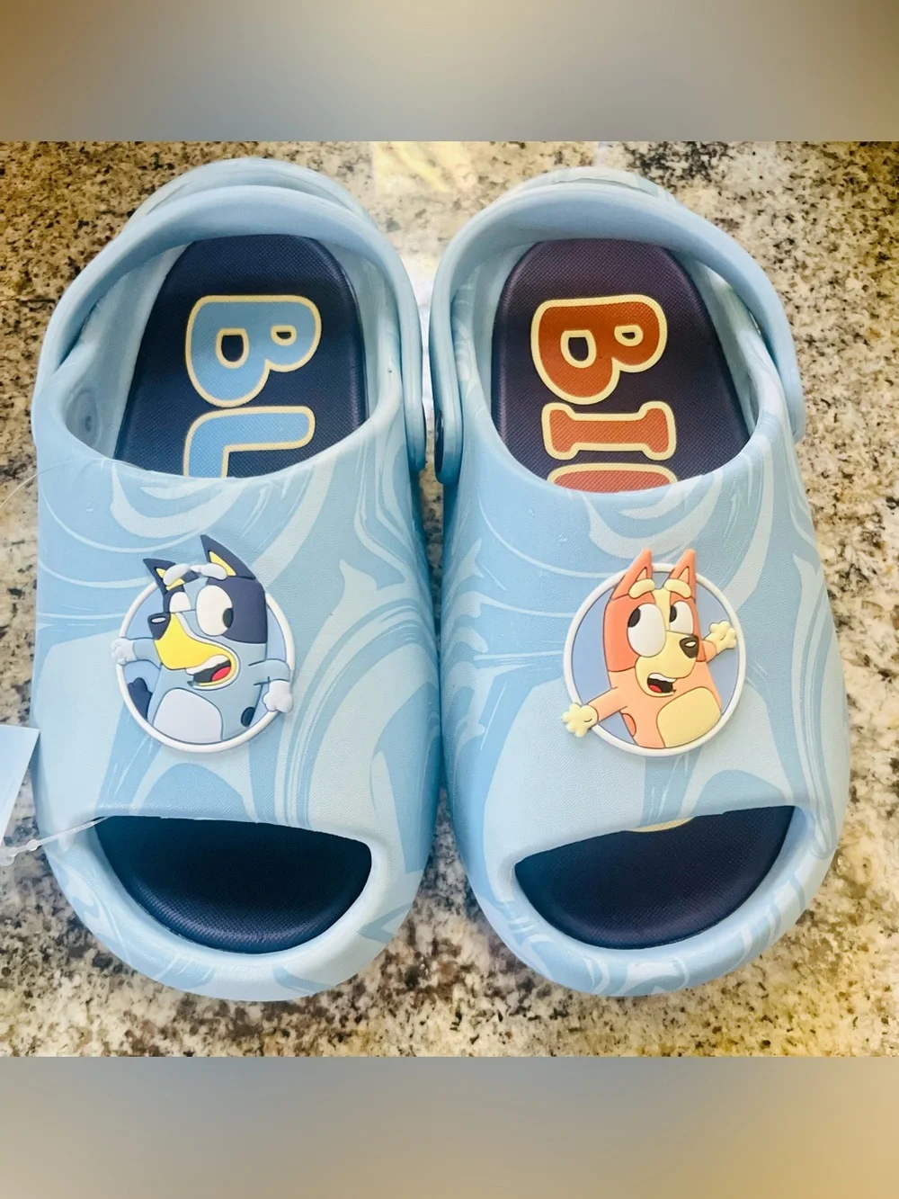Bluey Bingo Kids Light Blue Cartoon Character Slip-On Sandals